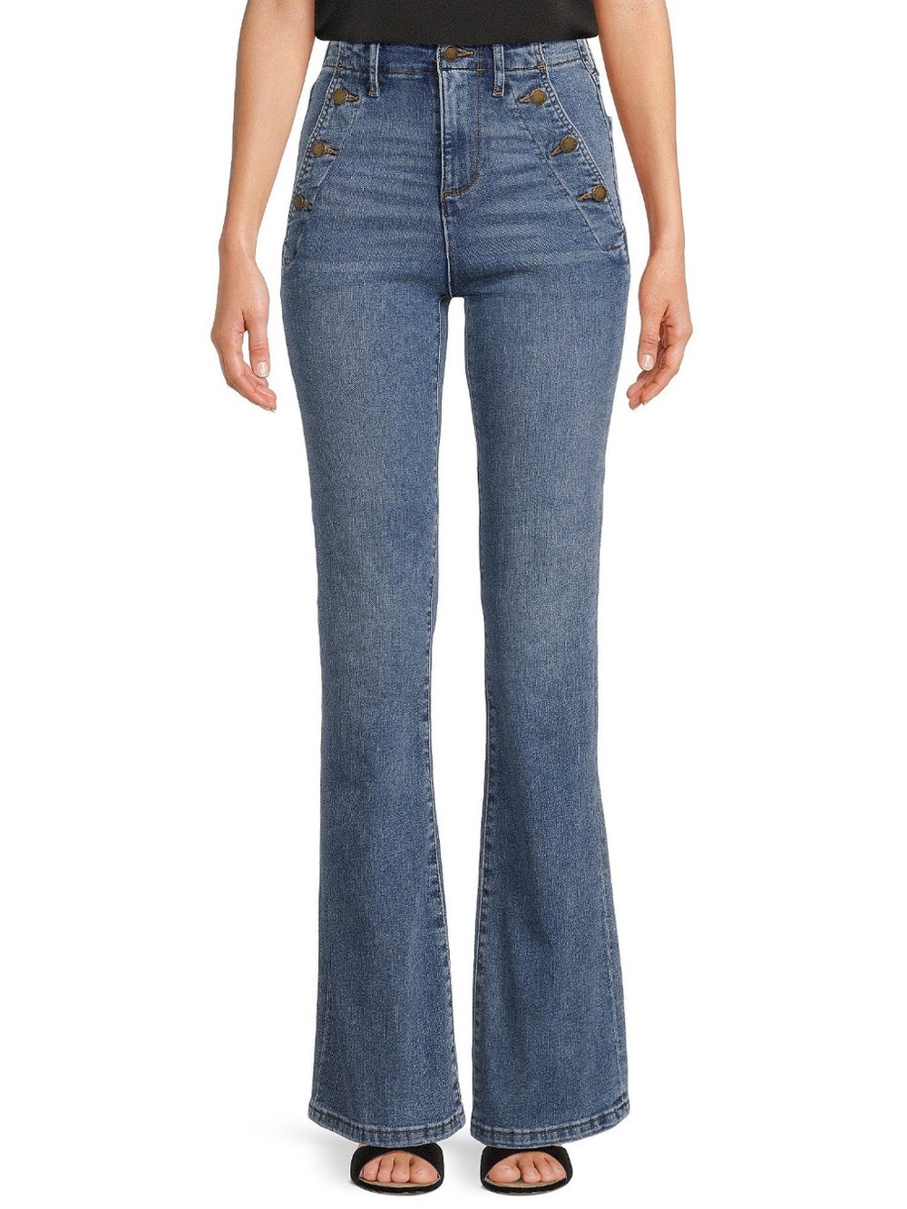 Karl Lagerfeld Paris Sailor Flared-Leg Jeans Button Pockets Size 12